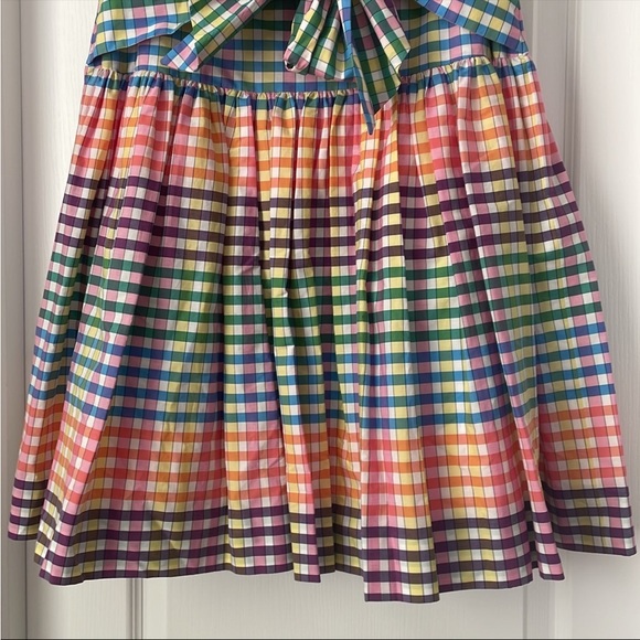 Pre Owned J. Crew Tie Bow Front Skirt in Rainbow Gingham Sz 0 - Picture 8 of 9